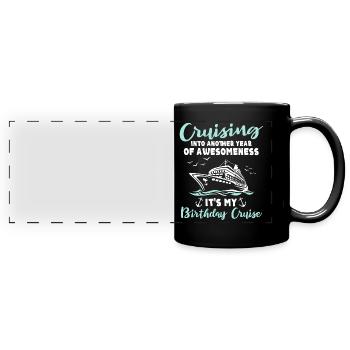 Cruise Birthday Sea Voyage - Full Colour Panoramic Mug - black - Front