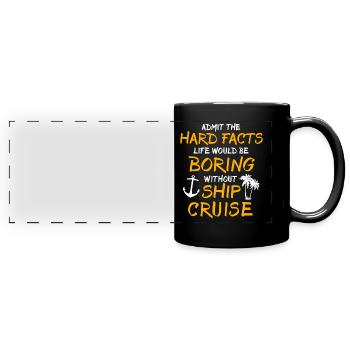 Kreuzfahrtschiff - Panorama-Tasse farbig - Schwarz - Vorne