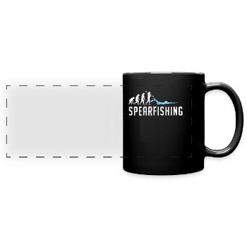 Spearfisher Spearfishing Fish Hunt with Harpoon - Full Colour Panoramic Mug - black - Front