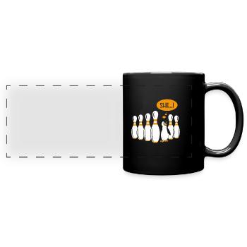 Bowlingbahn Pinguin Shit ...! Lustiges Shirt - Panorama-Tasse farbig - Schwarz - Vorne