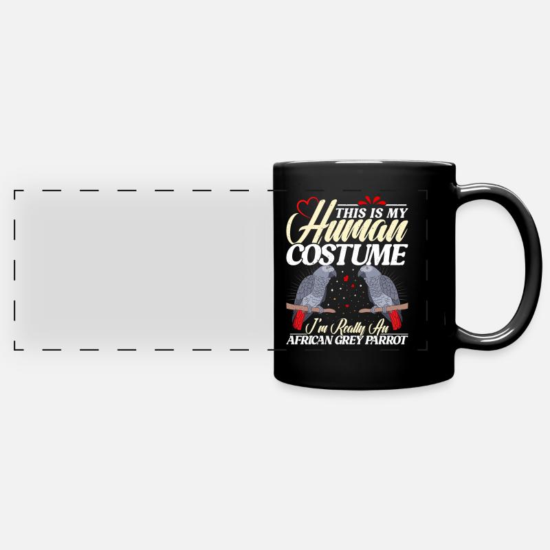 Perroquet gris Ceci est mon perroquet costumé humain - Mug panoramique uni - noir