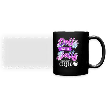 Bowlingspieler Frauen Dolls with Balls - Panorama-Tasse farbig - Schwarz - Vorne