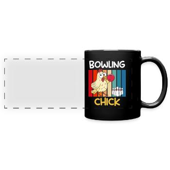 Bowling Huhn Bowlingspieler Frauen Bowlingbahn - Panorama-Tasse farbig - Schwarz - Vorne