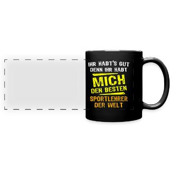 Sportlehrer Geschenk - Panorama-Tasse farbig - Schwarz - Vorne