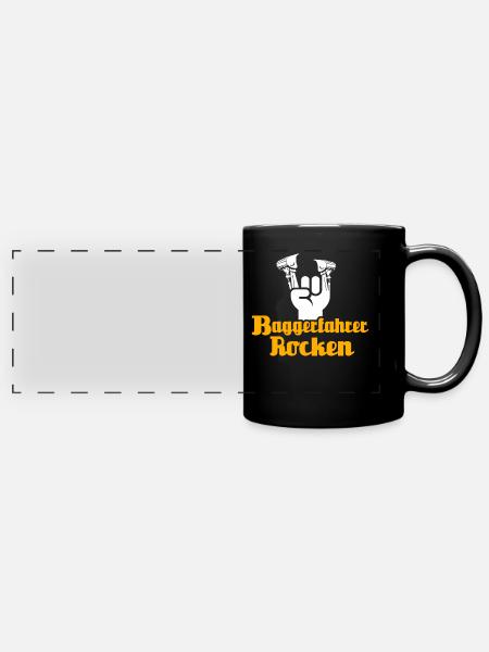 Baggerfahrer Bagger - Panorama-Tasse farbig - Schwarz