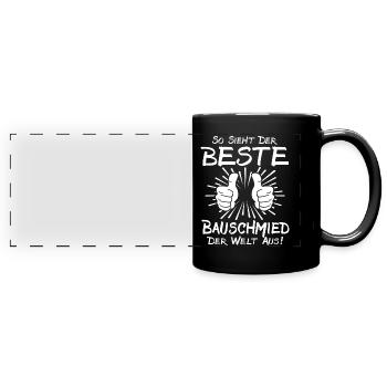 Bester Bauschmied - Panorama-Tasse farbig - Schwarz - Vorne