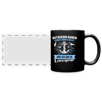 Eckernförde Urlaub Spruch - Panorama-Tasse farbig - Schwarz - Vorne