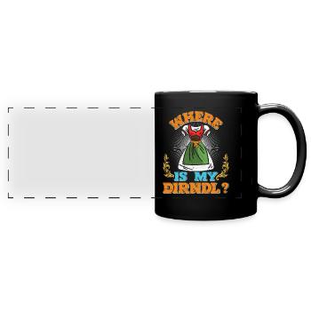 Où est mon Dirndl ? Chemise Trachten - Mug panoramique uni - noir - Devant