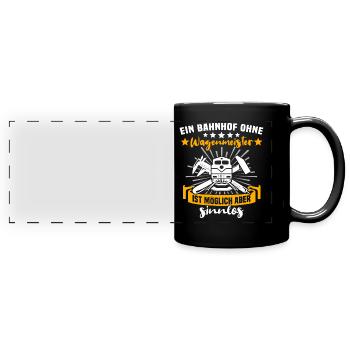 Wagenmeister Superkraft - Panorama-Tasse farbig - Schwarz - Vorne