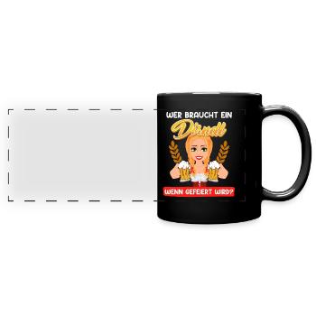 Qui a besoin d’une chemise traditionnelle dirndl - Mug panoramique uni - noir - Devant