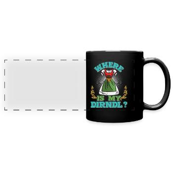 Où est mon Dirndl ? Chemise Trachten - Mug panoramique uni - noir - Devant