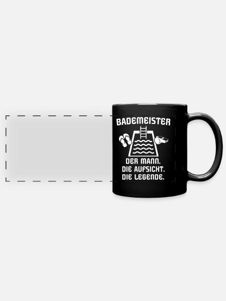 Bademeister - Panorama-Tasse farbig - Schwarz