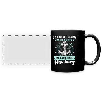 Hamburg - Panorama-Tasse farbig - Schwarz - Vorne