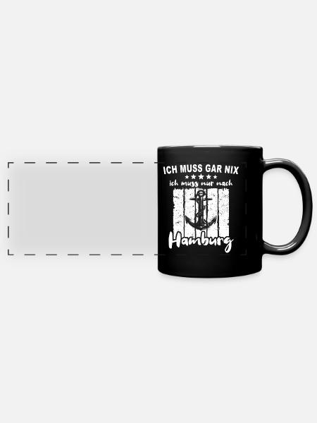 Hamburg Hamburger - Panorama-Tasse farbig - Schwarz