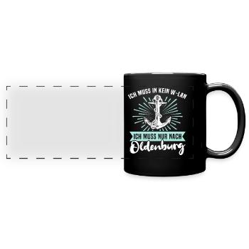 Oldenburg Sprüche - Panorama-Tasse farbig - Schwarz - Vorne