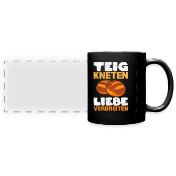 Teig Kneten Liebe Verbreiten Brotliebe Brotbacken - Panorama-Tasse farbig - Schwarz - Vorne