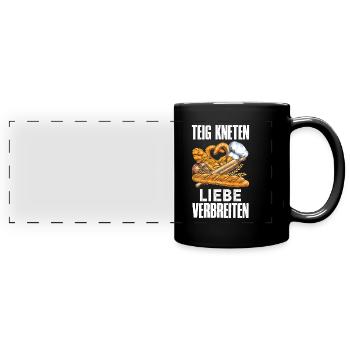 Brotbacken Teig Kneten Liebe Verbreiten Backfans - Panorama-Tasse farbig - Schwarz - Vorne