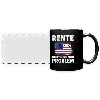 Rente 2024 Nicht mehr mein Problem USA Fan - Panorama-Tasse farbig - Schwarz - Vorne