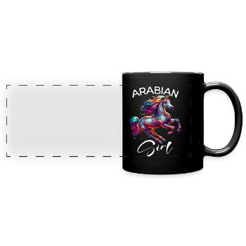 Araber Pferd Geschenk - Panorama-Tasse farbig - Schwarz - Vorne