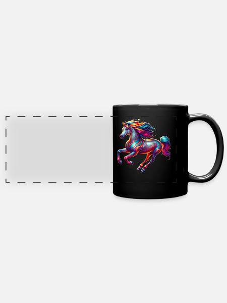 Araber Pferd Reiter - Panorama-Tasse farbig - Schwarz