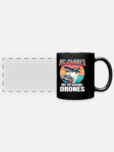Modellflugzeug - Panorama-Tasse farbig - Schwarz