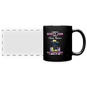 Femme de ménage - Mug panoramique uni - noir - Devant