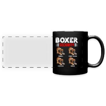 BOXER SECURITY Funny Dog Owner German - Full Colour Panoramic Mug - black - Front
