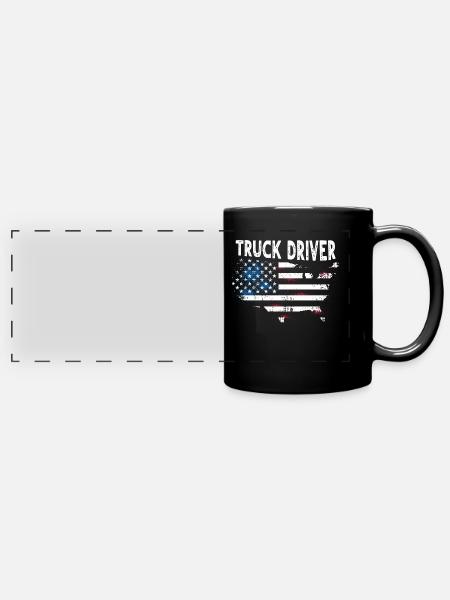 LKW Fahrer - Panorama-Tasse farbig - Schwarz