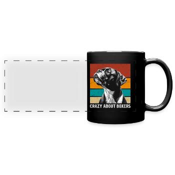Boxeur allemand CRAZY ABOUT BOXER Drôle - Mug panoramique uni - noir - Devant