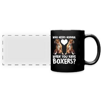 Chien Boxer QUI A BESOIN DE NORMALITÉ AVEC BOXER Drôle - Mug panoramique uni - noir - Devant