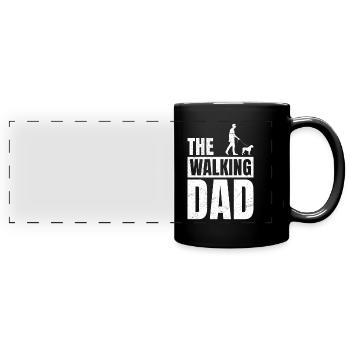 Papa Chien Boxer Allemand LE PAPA QUI MARCHE Drôle - Mug panoramique uni - noir - Devant