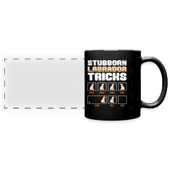 Labrador Owner STUBBORN LABRADOR TRICKS - Full Colour Panoramic Mug - black - Front