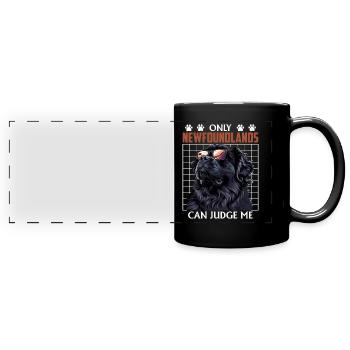 Neufundländer ONLY NEWFOUNDLANDS CAN JUDGE ME - Full Colour Panoramic Mug - black - Front