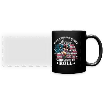 Joueur américain de roller derby - Mug panoramique uni - noir - Devant