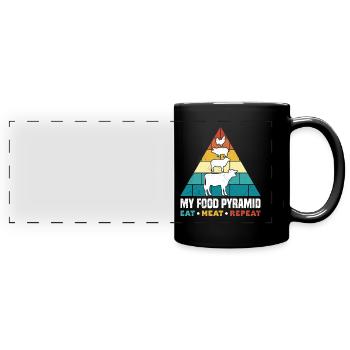 Pyramide alimentaire carnivore drôle manger de la viande répéter - Mug panoramique uni - noir - Devant