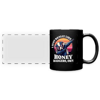 Ich Liebe Honigdachs Spruch - Panorama-Tasse farbig - Schwarz - Vorne