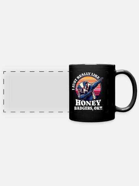 Ich Liebe Honigdachs Spruch - Panorama-Tasse farbig - Schwarz