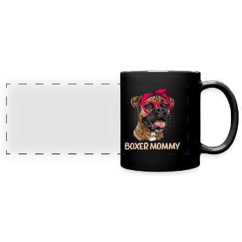 BOXER MAMI Deutscher Boxer Hund Besitzerin - Panorama-Tasse farbig - Schwarz - Vorne
