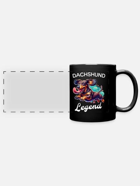 Dackel Legende Dachshund - Panorama-Tasse farbig - Schwarz