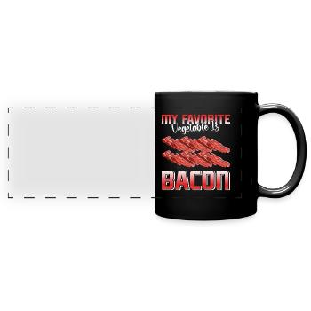 Meat lovers MY FAVORITE VEGETABLE IS BACON - Full Colour Panoramic Mug - black - Front
