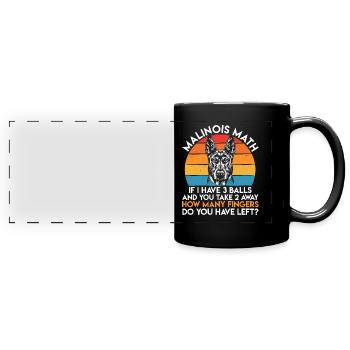 MALINOIS MATH COMBIEN DE DOIGTS VOUS RESTE-T-IL - Mug panoramique uni - noir - Devant