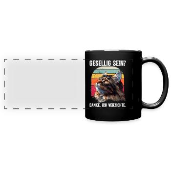 Maine Coon Cat BE SOCIABLE? THANK YOU. WAIVERS - Full Colour Panoramic Mug - black - Front
