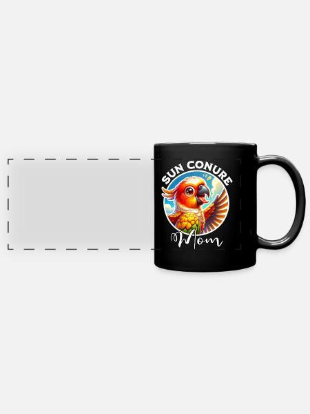 Sun Conure Mom - Panorama-Tasse farbig - Schwarz