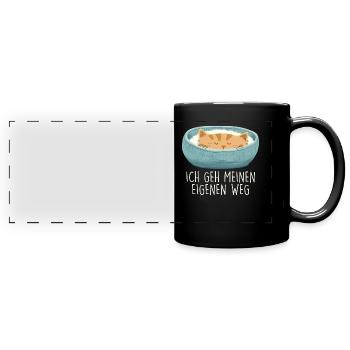 Siamkatze ICH GEH MEINEN EIGENEN WEG Lustiges - Panorama-Tasse farbig - Schwarz - Vorne