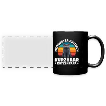 Cat Dad WORLD'S BEST BRITISH SHORTHAIR CAT DAD - Full Colour Panoramic Mug - black - Front