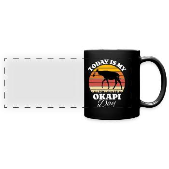 Waldgiraffe Okapi - Panorama-Tasse farbig - Schwarz - Vorne