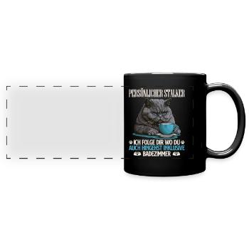 British Shorthair PERSONAL STALKER Funny - Full Colour Panoramic Mug - black - Front