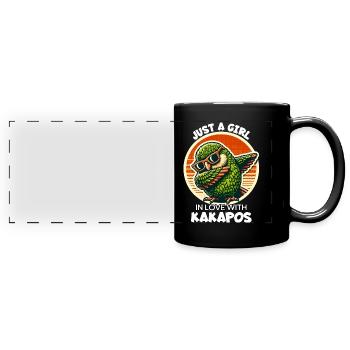 Girl Loves Night Parrot - Full Colour Panoramic Mug - black - Front