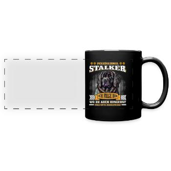 Newfie PERSONAL STALKER Funny Newfoundland - Full Colour Panoramic Mug - black - Front