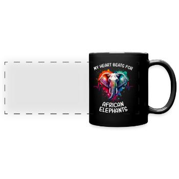 afAfrican Elephant Heart Line - Full Colour Panoramic Mug - black - Front